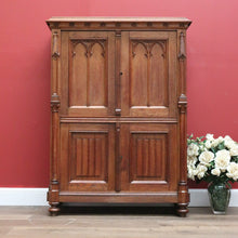 Load image into Gallery viewer, Antique Church Cabinet, Antique 4 Door Gothic French Cupboard Sideboard Cabinet B10755