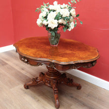 Load image into Gallery viewer, x SOLD Antique English Burr Walnut Kitchen or Dining Table for 4, Centre or Foyer Table B11153
