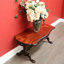 Load image into Gallery viewer, x SOLD Vintage Australian Cedar Coffee Table Scroll Work Stretcher Base, Side Table. B10434