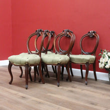 Load image into Gallery viewer, x SOLD Set of 6 Antique English Dining Chairs, Mahogany Balloon Back Kitchen Chairs B10796