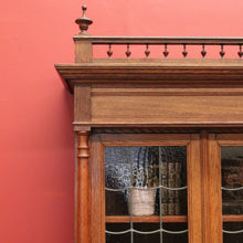 Load image into Gallery viewer, x SOLD Antique French Oak Bookcase, Oak and Leadlight Bookcase, Narrow China Cabinet. B10910