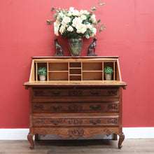 Load image into Gallery viewer, x SOLD Vintage French Oak Writing Bureau, Office Desk, Desk with Drawers Below c1940 B10961