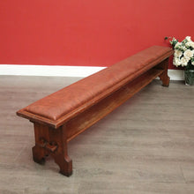 Load image into Gallery viewer, x SOLD Antique French Oak and Leather Bench Seat Hall Chair Verandah Bench Seat Chair. B10251