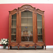 Load image into Gallery viewer, x SOLD Antique French Walnut and Glass 3 Door Bookcase China Display Case Cabinet B10702
