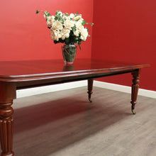 Load image into Gallery viewer, x SOLD Antique English Mahogany Dining Table, 2 Leaf Extension Kitchen Table and Winder. B9862