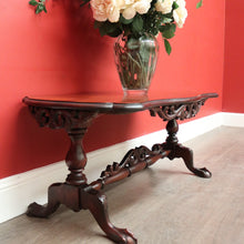 Load image into Gallery viewer, x SOLD Vintage Australian Cedar Coffee Table Scroll Work Stretcher Base, Side Table. B10434