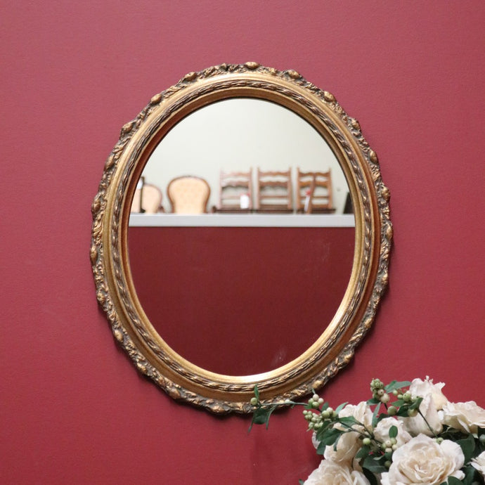 Vintage Gilt Frame Mirror, Wall Mirror. Italian Gilt Timber Plaster Oval Mirror B11059
