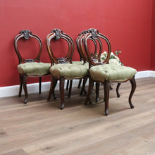 Load image into Gallery viewer, x SOLD Set of 6 Antique English Dining Chairs, Mahogany Balloon Back Kitchen Chairs B10796