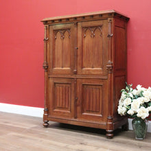 Load image into Gallery viewer, x SOLD Antique Church Cabinet, Antique 4 Door Gothic French Cupboard Sideboard Cabinet B10755