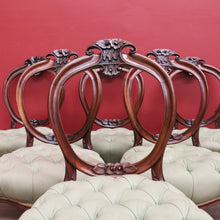 Load image into Gallery viewer, x SOLD Set of 6 Antique English Dining Chairs, Mahogany Balloon Back Kitchen Chairs B10796