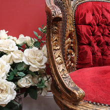 Load image into Gallery viewer, x SOLD Antique French Gilt Timber, Cane, Button Back Fabric, Boudoir Chair, Armchair B11146