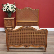 Load image into Gallery viewer, x SOLD Antique French Single Bed, Oak and Cane Bed. Bedhead, Foot, Side Rails Slats 3/3. B11266