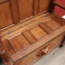 Load image into Gallery viewer, x SOLD Antique French Hall Settle with Blanket Box Seat Oak Greenman Hall Chair Bench B10661