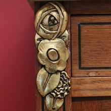 Load image into Gallery viewer, x SOLD Antique Oak and Marble Top French Bedside Table, Lamp Side Bedside Cabinet B10995