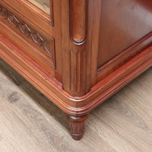 Load image into Gallery viewer, x SOLD Antique French Mahogany 2 Door Bookcase China Cabinet with Carved detail to top B10727