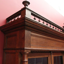 Load image into Gallery viewer, x SOLD Antique French Oak Bookcase, Oak and Leadlight Bookcase, Narrow China Cabinet. B10910