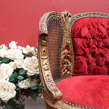 Load image into Gallery viewer, x SOLD Antique French Gilt Timber, Cane, Button Back Fabric, Boudoir Chair, Armchair B11146