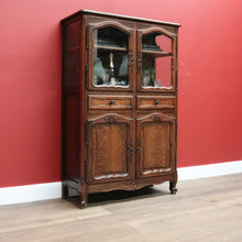 Load image into Gallery viewer, x SOLD Vintage French Oak with 4 Carved Doors 2 drawers Bookcase China Display Cabinet B10699