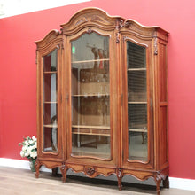 Load image into Gallery viewer, x SOLD Antique French Walnut and Glass 3 Door Bookcase China Display Case Cabinet B10702