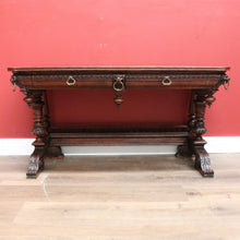 Load image into Gallery viewer, x SOLD Antique French Hall Tables, Lamp or Sofa Table, Antique Oak 2 Drawer Office Desk B10772