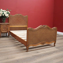 Load image into Gallery viewer, x SOLD Antique French Single Bed, Oak and Cane Bed. Bedhead, Foot, Side Rails Slats 3/3. B11266
