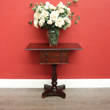 Load image into Gallery viewer, x SOLD Antique English Mahogany Works Table, Sewing Table, Drop Sides Wine Lamp Table. B10433