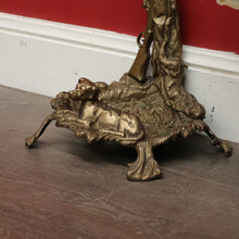 Load image into Gallery viewer, x SOLD Antique French Brass Umbrella Holder with Resting Dog, Horn, Hunting Scene. B9830