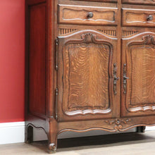 Load image into Gallery viewer, x SOLD Vintage French Oak with 4 Carved Doors 2 drawers Bookcase China Display Cabinet B10699