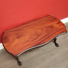 Load image into Gallery viewer, x SOLD Vintage Australian Cedar Coffee Table Scroll Work Stretcher Base, Side Table. B10434