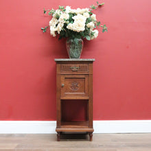 Load image into Gallery viewer, Antique French Oak and Marble Bedside Table, Tier Base Lamp Table Bedside Table B10916