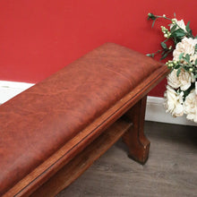 Load image into Gallery viewer, x SOLD Antique French Oak and Leather Bench Seat Hall Chair Verandah Bench Seat Chair. B10251