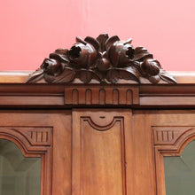 Load image into Gallery viewer, x SOLD Antique French Mahogany 2 Door Bookcase China Cabinet with Carved detail to top B10727