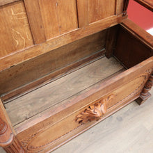 Load image into Gallery viewer, x SOLD Antique French Hall Settle with Blanket Box Seat Oak Greenman Hall Chair Bench B10661