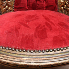 Load image into Gallery viewer, x SOLD Antique French Gilt Timber, Cane, Button Back Fabric, Boudoir Chair, Armchair B11146