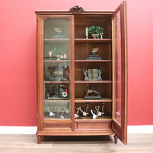 Load image into Gallery viewer, x SOLD Antique French Mahogany 2 Door Bookcase China Cabinet with Carved detail to top B10727