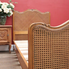 Load image into Gallery viewer, x SOLD Antique French Single Bed, Oak and Cane Bed. Bedhead, Foot, Side Rails Slats 3/3. B11266
