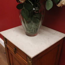 Load image into Gallery viewer, x SOLD Antique Oak and Marble Top French Bedside Table, Lamp Side Bedside Cabinet B10995