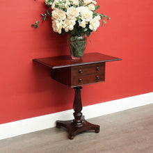 Load image into Gallery viewer, x SOLD Antique English Mahogany Works Table, Sewing Table, Drop Sides Wine Lamp Table. B10433