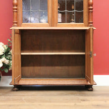 Load image into Gallery viewer, x SOLD Antique French Oak Bookcase, Oak and Leadlight Bookcase, Narrow China Cabinet. B10910