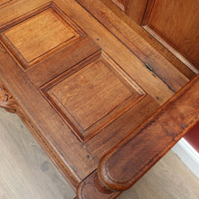 Load image into Gallery viewer, x SOLD Antique French Hall Settle with Blanket Box Seat Oak Greenman Hall Chair Bench B10661