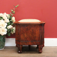Load image into Gallery viewer, Antique English Sewing Box, Walnut, Burr Walnut Knitting Cabinet, Footstool Seat B11001