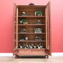 Load image into Gallery viewer, x SOLD Antique French Mahogany 2 Door Bookcase China Cabinet with Carved detail to top B10727