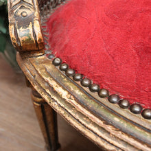 Load image into Gallery viewer, x SOLD Antique French Gilt Timber, Cane, Button Back Fabric, Boudoir Chair, Armchair B11146