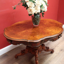 Load image into Gallery viewer, x SOLD Antique English Burr Walnut Kitchen or Dining Table for 4, Centre or Foyer Table B11153