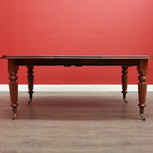 Load image into Gallery viewer, x SOLD Antique English Mahogany Dining Table, 2 Leaf Extension Kitchen Table and Winder. B9862
