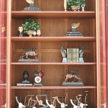 Load image into Gallery viewer, x SOLD Antique French Mahogany 2 Door Bookcase China Cabinet with Carved detail to top B10727
