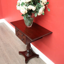 Load image into Gallery viewer, x SOLD Antique English Mahogany Works Table, Sewing Table, Drop Sides Wine Lamp Table. B10433