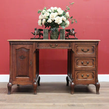 Load image into Gallery viewer, Antique French Desk, French Oak Office Desk, Desk with Drawers and Cupboard B10851