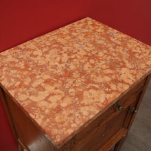 Load image into Gallery viewer, x SOLD Bedside Table, Antique French Tunbridge Ware Oak and Marble Bedside Lamp Table B10468