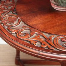Load image into Gallery viewer, x SOLD Antique English Walnut Lamp Table, Side, Wine Table or Bedside Table Carved Top B11106